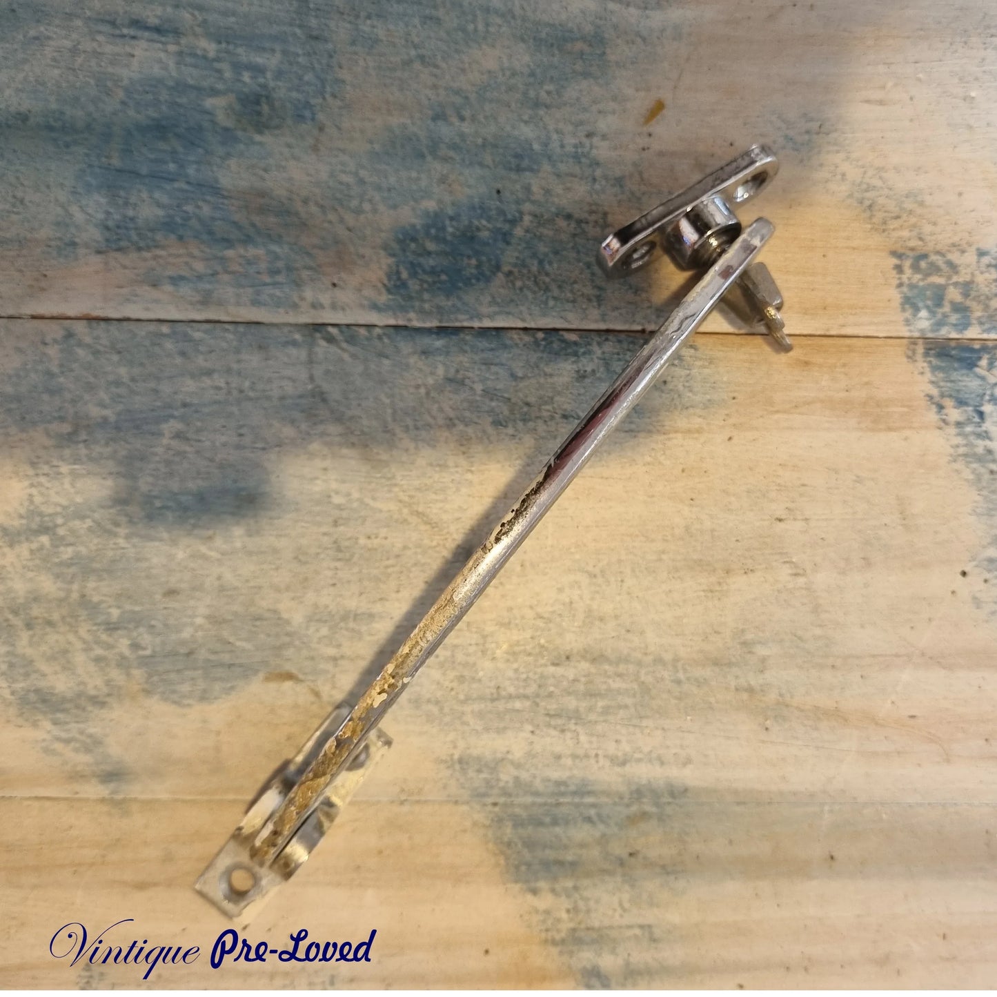 Chrome plated antique quadrant window stay 150mm-(Re-Cycled) - Vintique Concepts