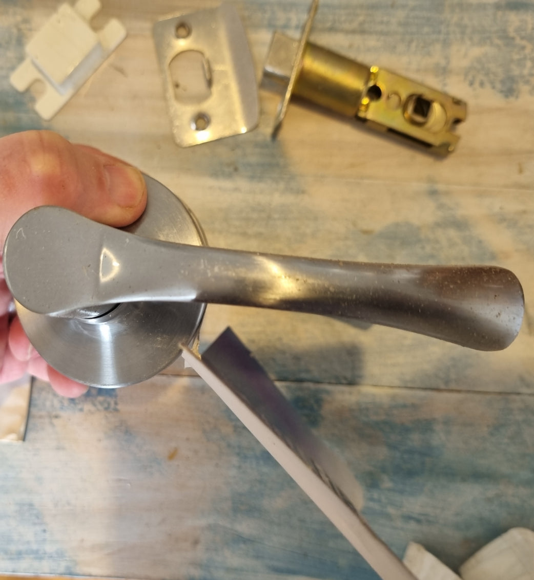 recycled results satin Chrome Tubular door lever set-Vintique Concepts
