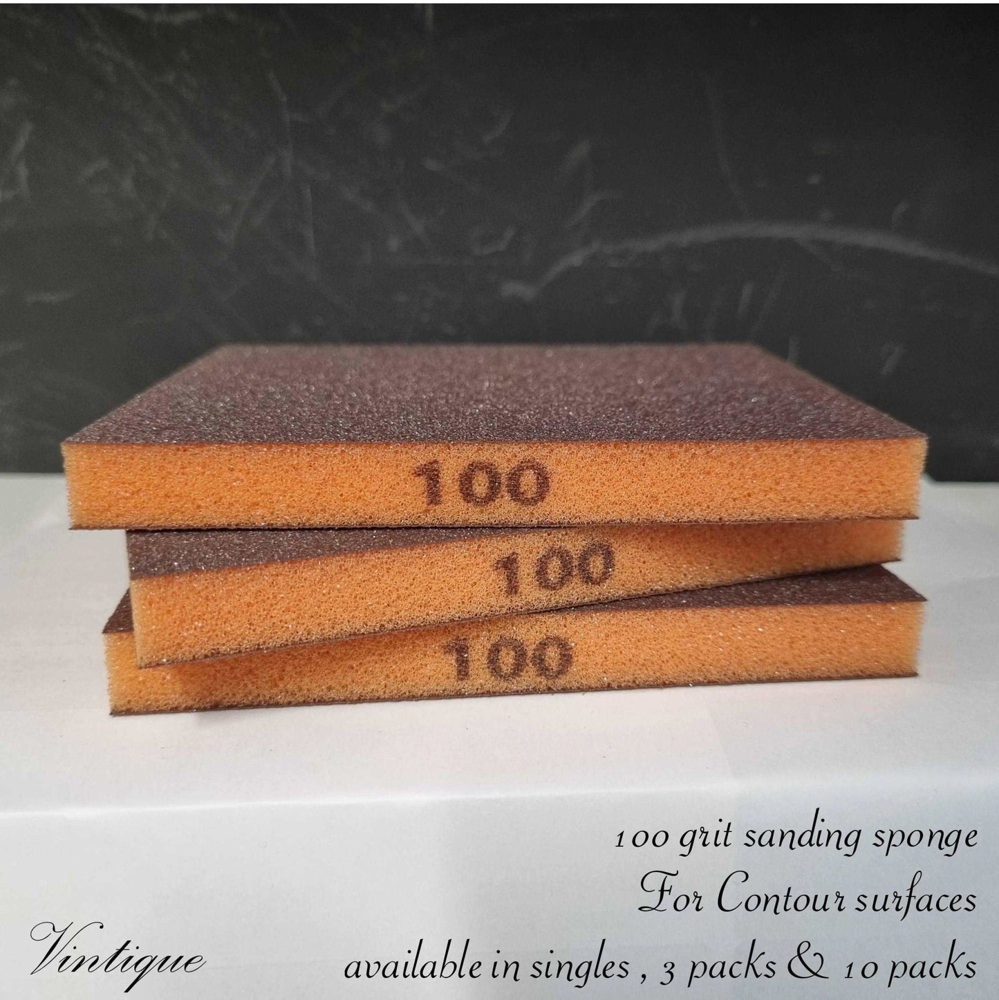 Abrasive Flexible Foam sanding Sponge pad-2 sided 100g 3 Pack-Vintique Concepts