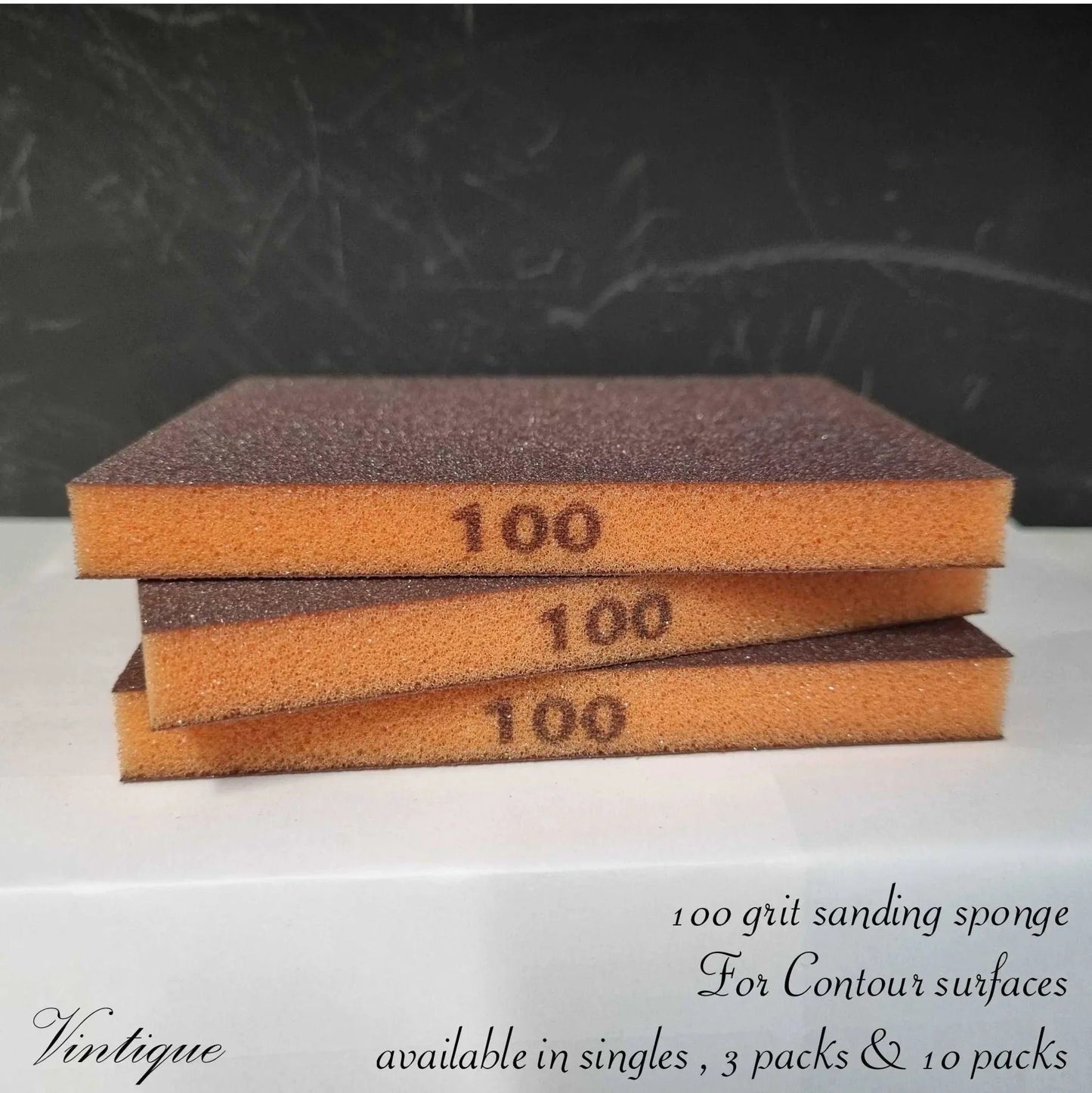Abrasive Flexible Foam sanding Sponge pad-2 sided 100g 3 Pack - Vintique Concepts