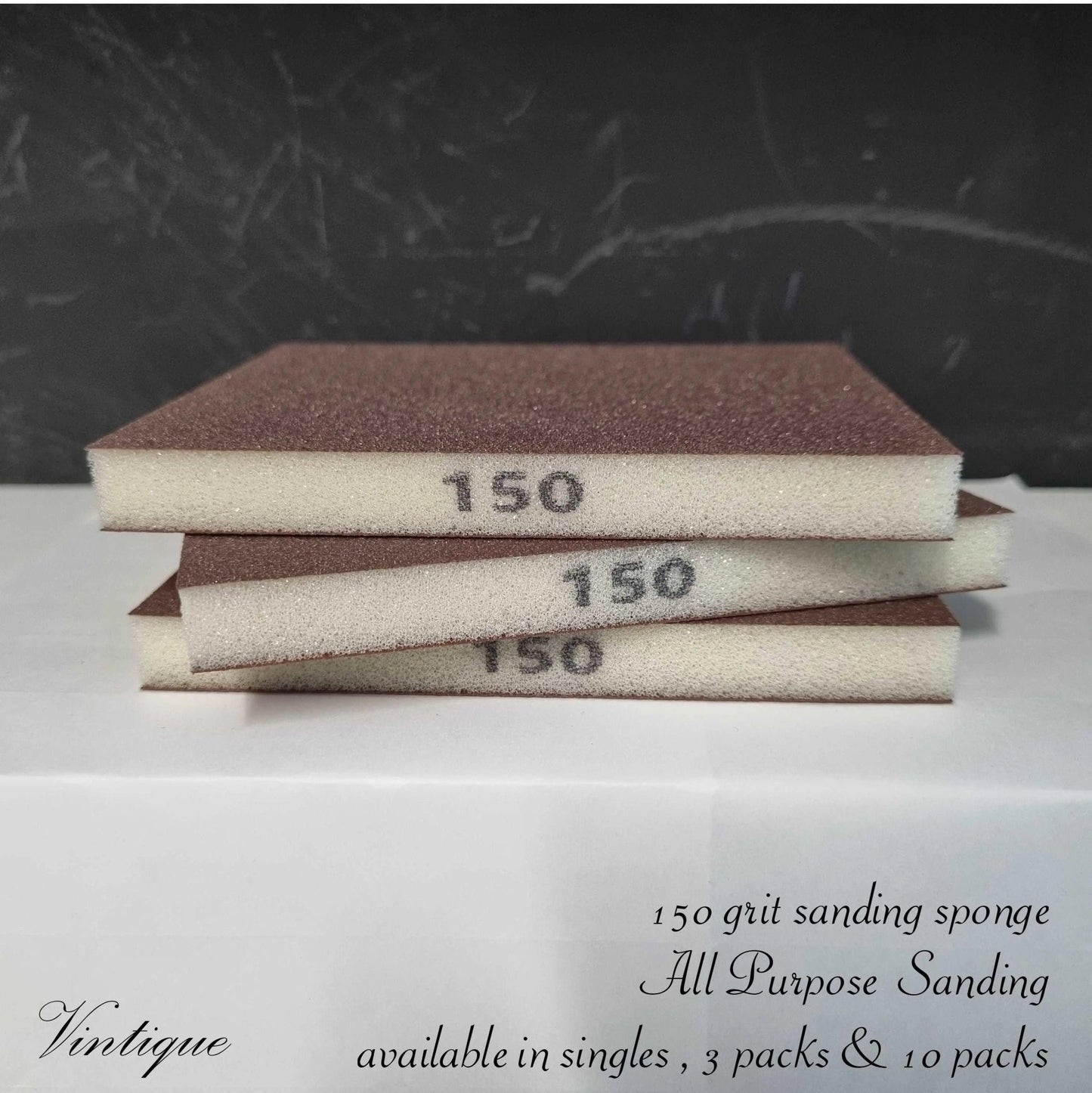 Abrasive Flexible Foam sanding Sponge pad-2 sided 150g 3 Pack-Vintique Concepts