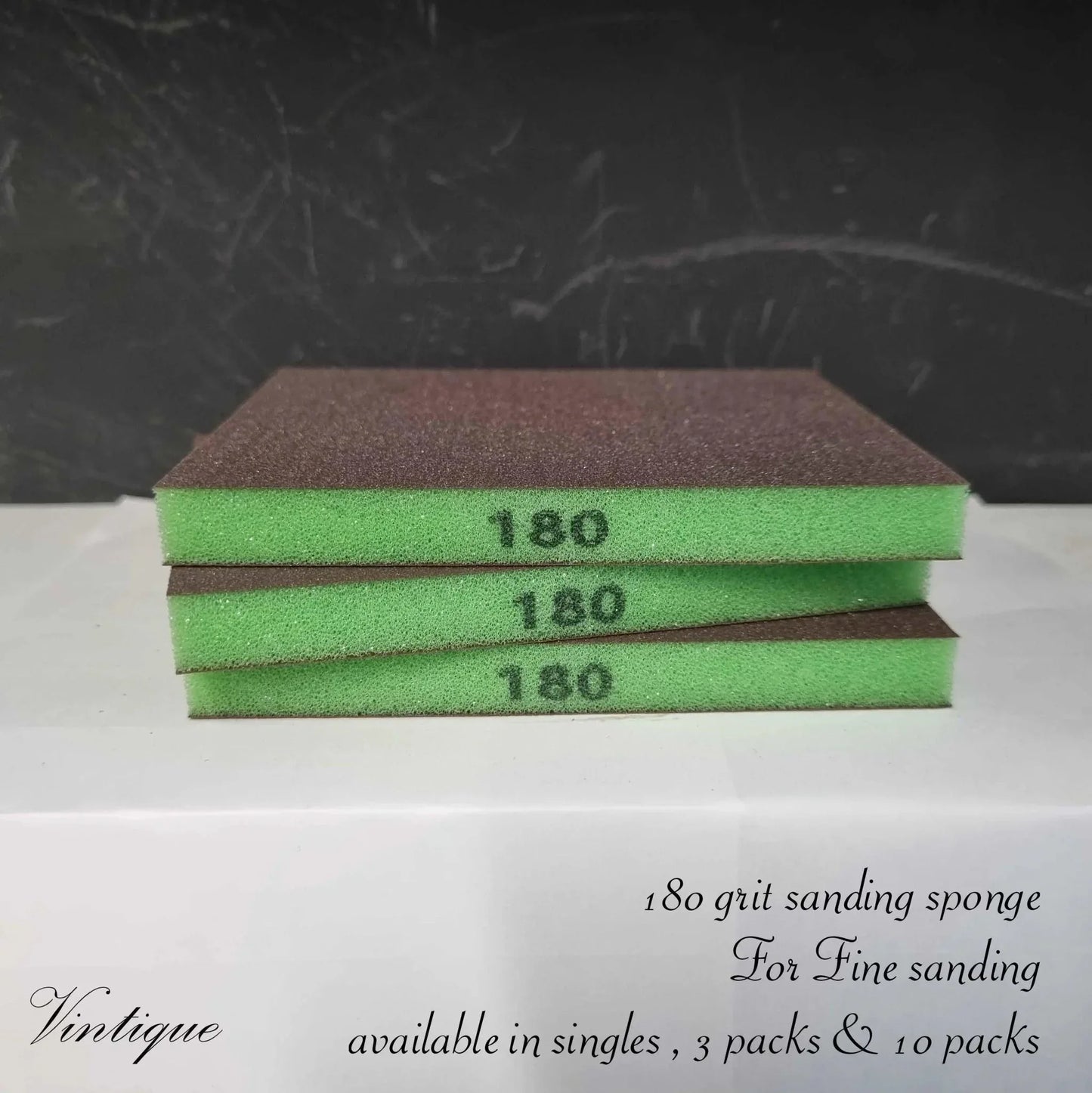 Abrasive Flexible Foam sanding Sponge pad-2 sided 180g 3 Pack - Vintique Concepts