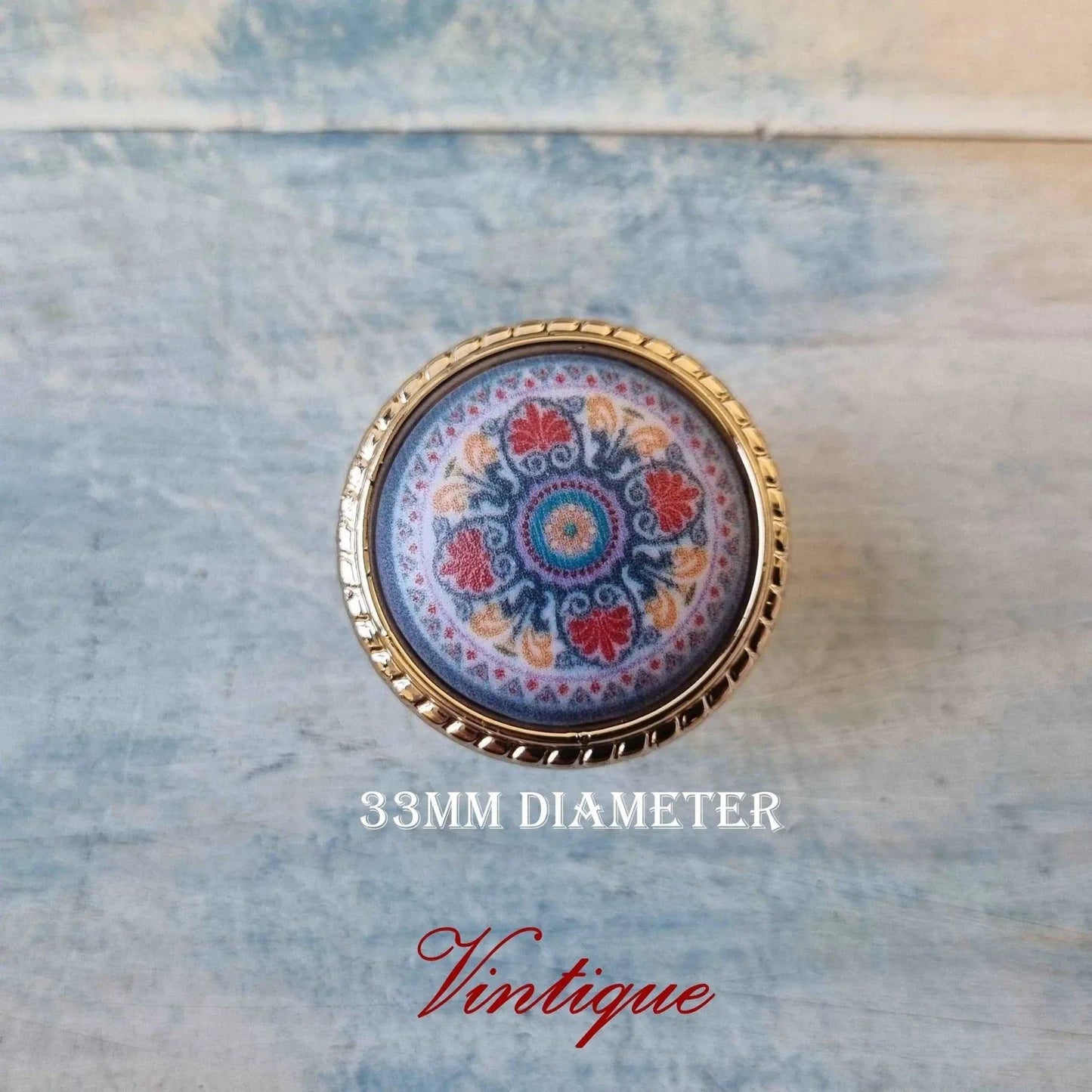 Acrylic Paisley design furniture dresser knob 33mm - Vintique Concepts