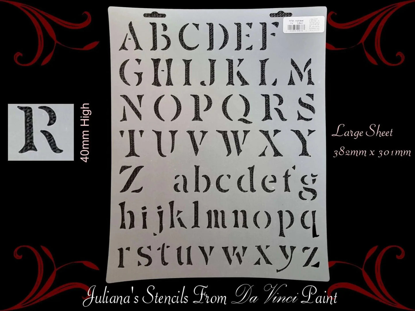 Alphabet letters only furniture / wall paint stencil 40mm high - Vintique Concepts