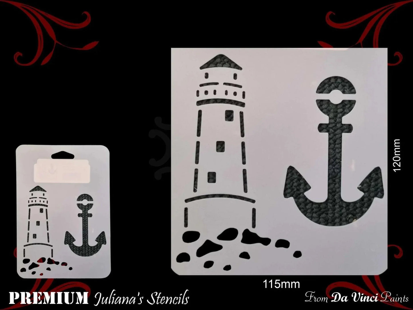 ANCHOR & LIGHTHOUSE Childrens Furniture Paint Stencil 127mm x 180mm - Vintique Concepts