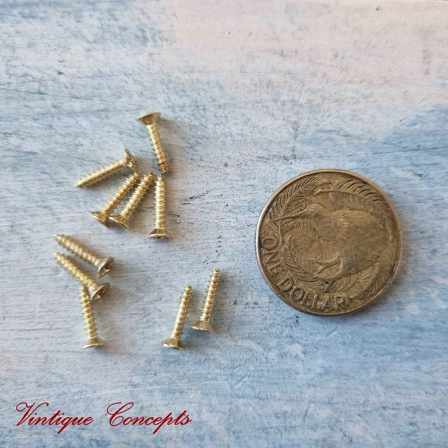 Anodised Gold wood screws 10mm (packet of 10) - Vintique Concepts