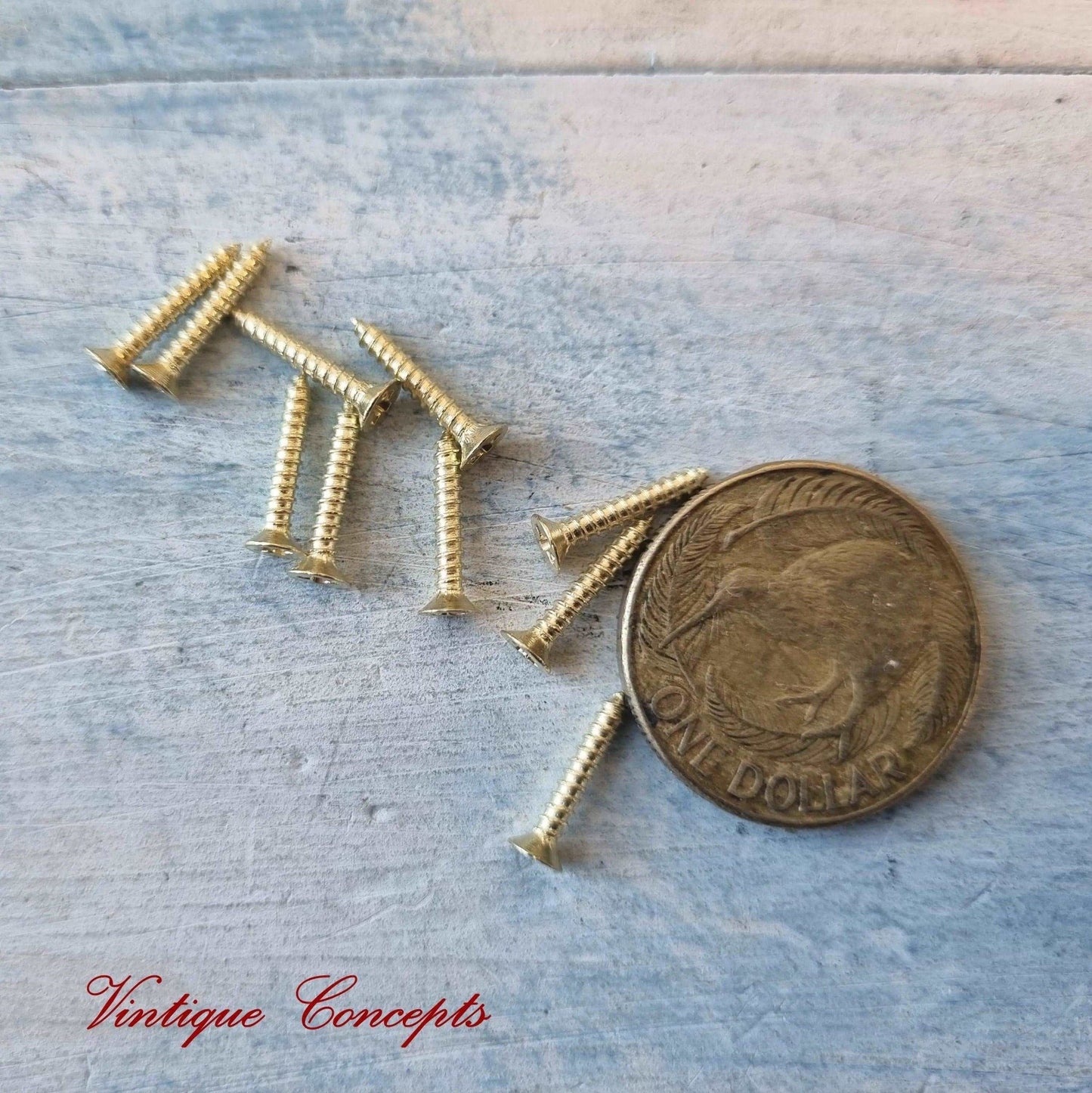 Anodised Gold wood screws 12mm (packet of 10)-Vintique Concepts