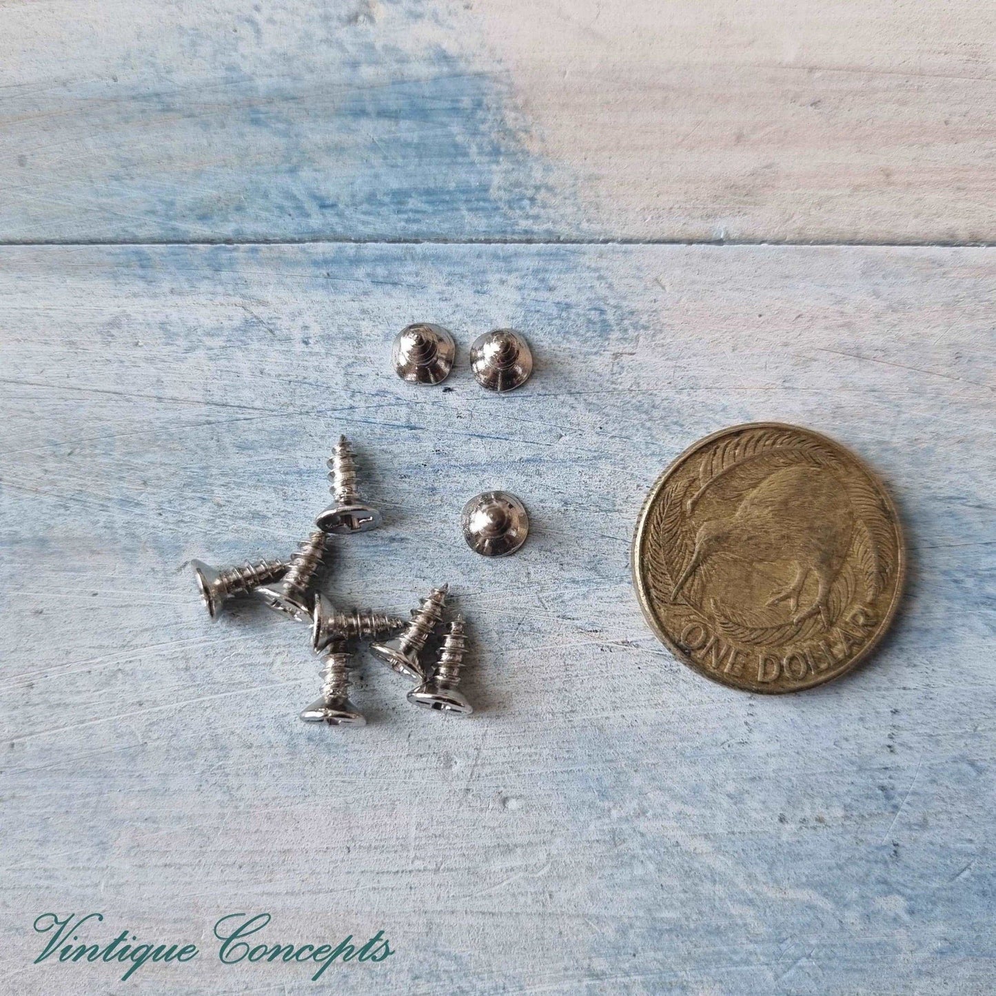 Anodised Silver wood screws 8mm (packet of 10)-Vintique Concepts