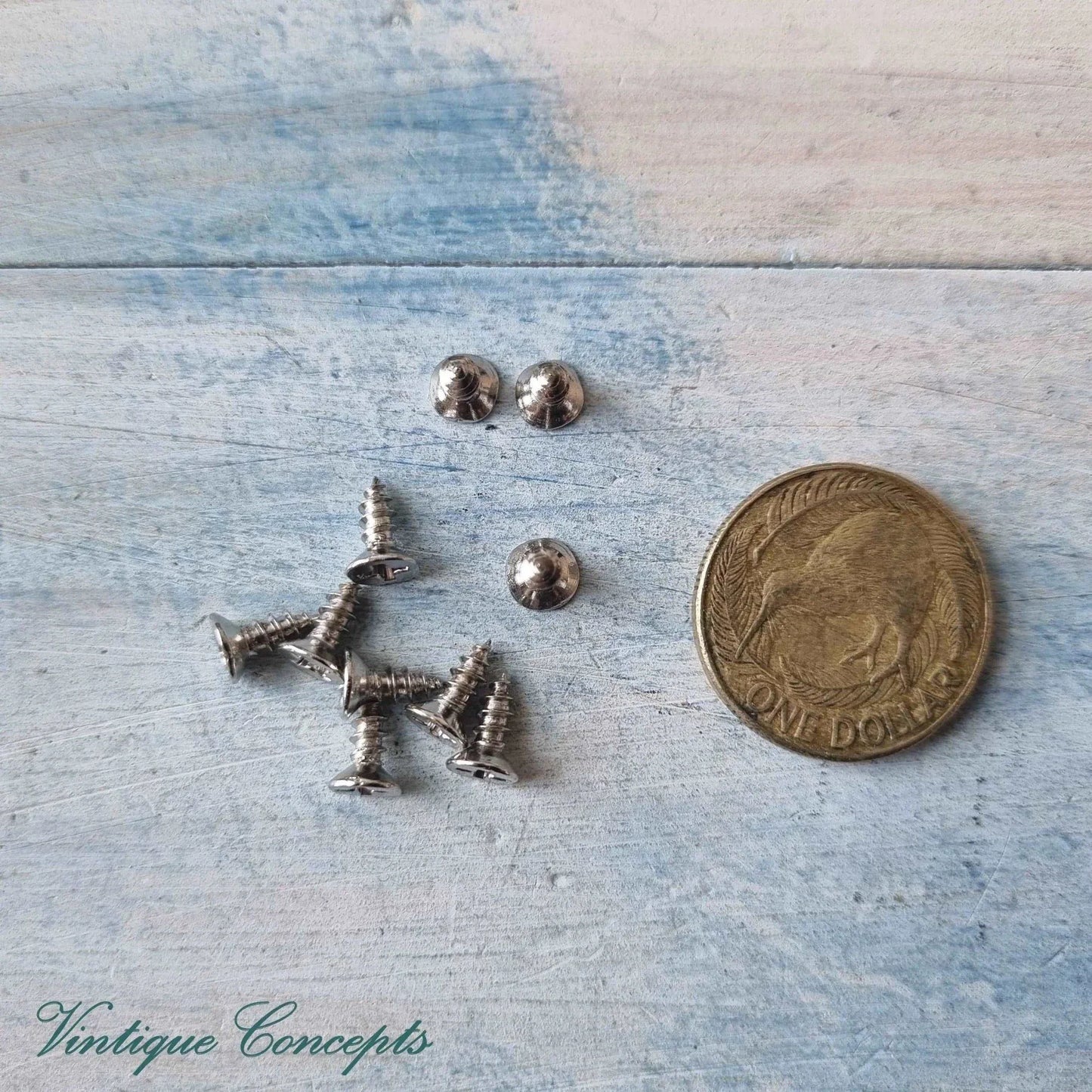 Anodised Silver wood screws 8mm (packet of 10) - Vintique Concepts