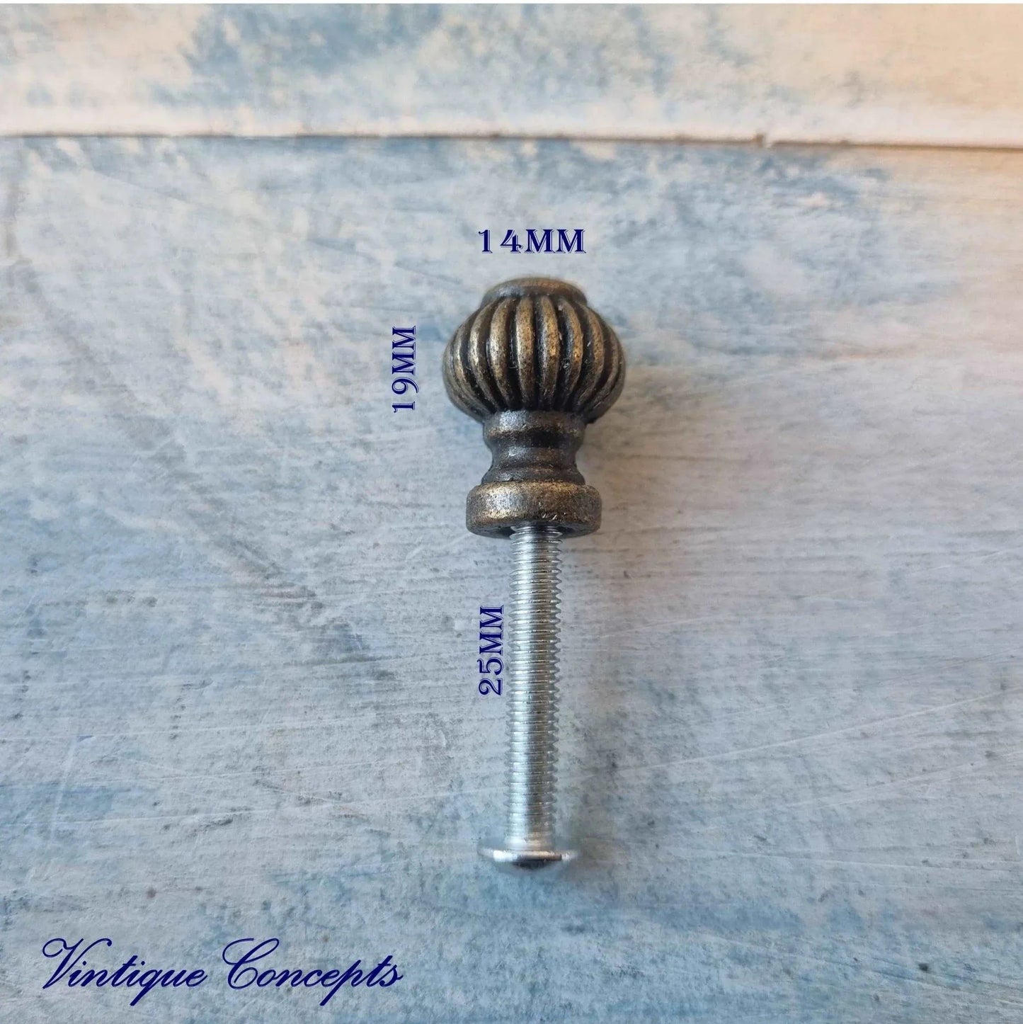 Antique Bronze "ORB" small drawer or jewelry box vintage knob 14mm dia - Vintique Concepts