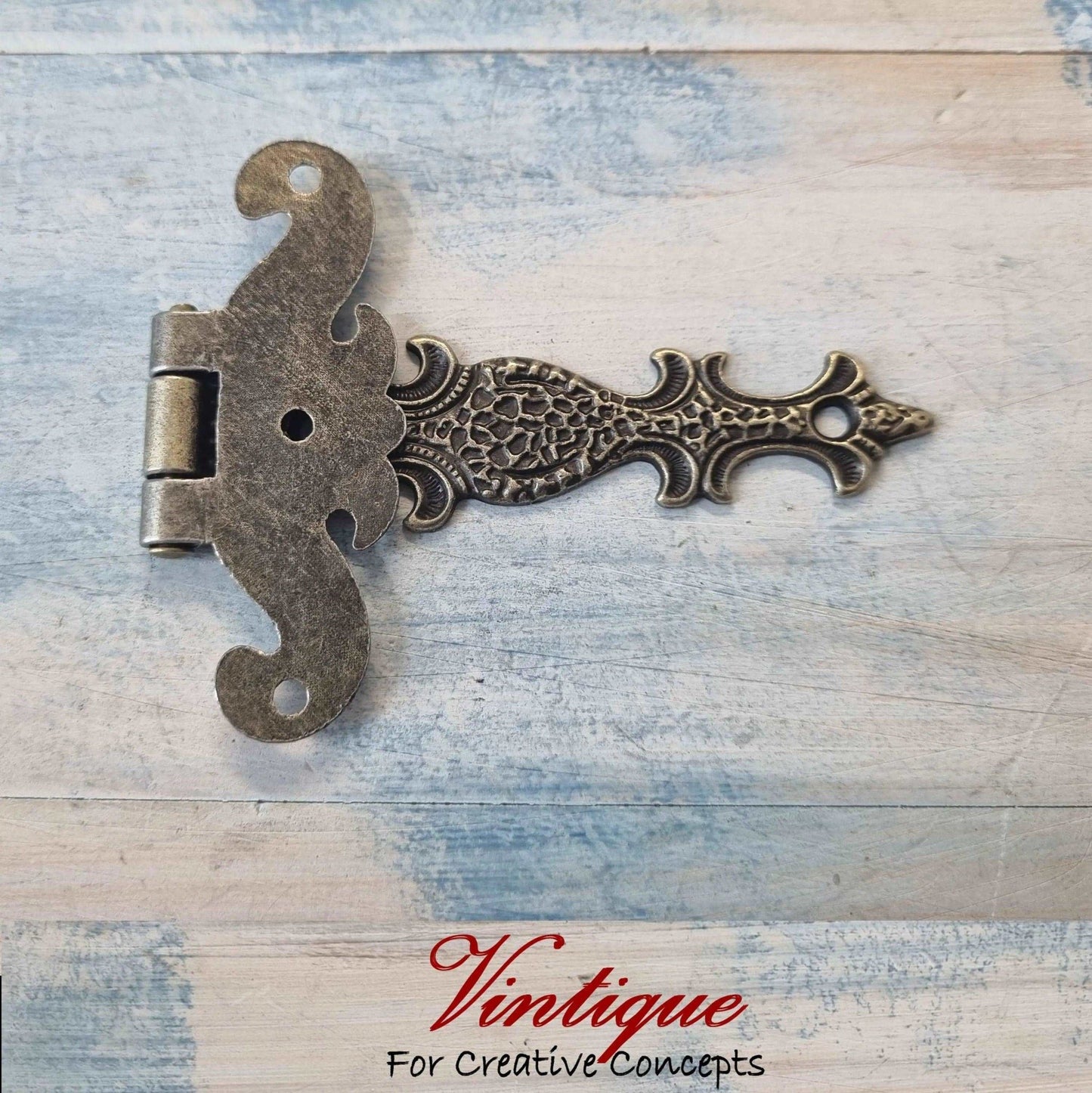Antique Bronze Ornate (Fancy ) T-Hinge 114mm x 75mm-Vintique Concepts