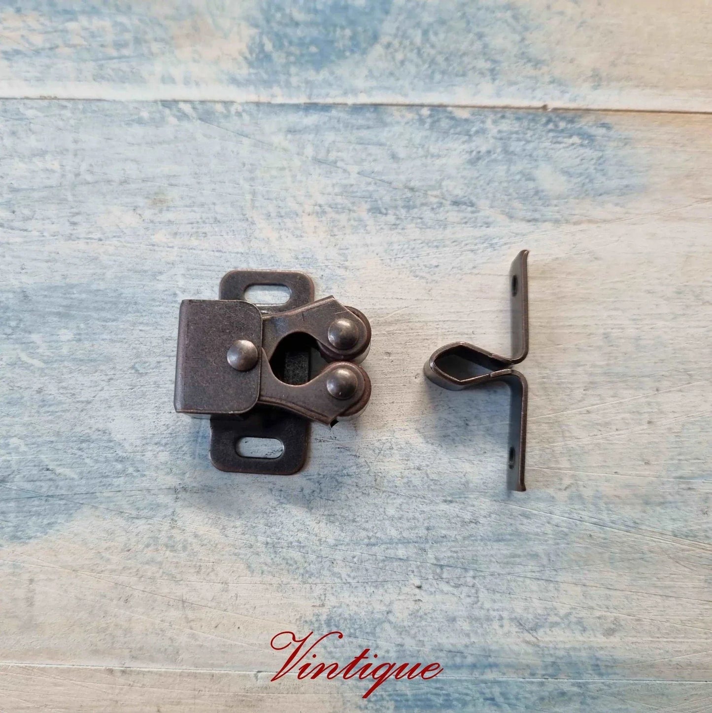 Antique Bronze Cupboard Catch Double Roller 37mm - Vintique Concepts