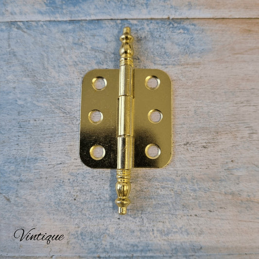 Antique Crown Butt Hinge for furniture 70mm long Gold (each)-Vintique Concepts