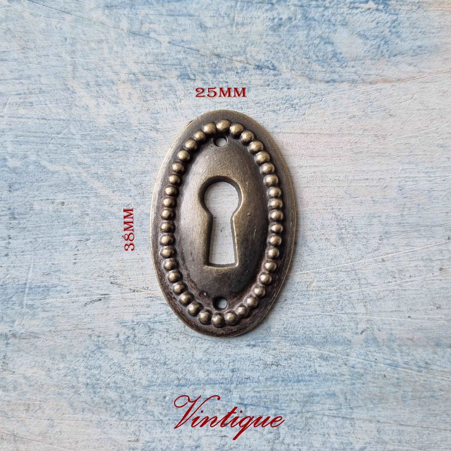 Antique etsucon bronze keyhole cover 38mm x 25mm-Vintique Concepts