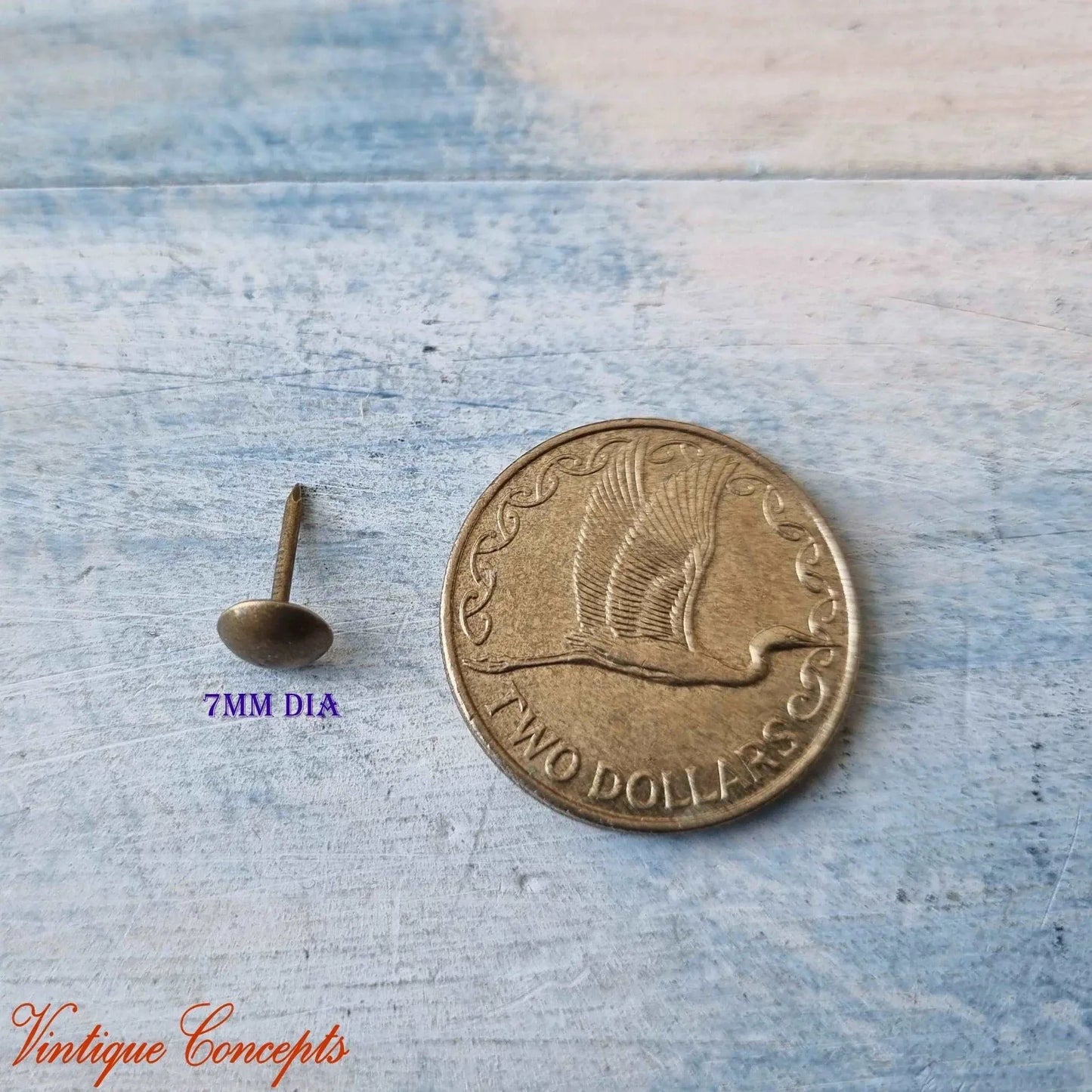 Antique Gold Push Pins or Upholstery Pins (7mm dia) - Vintique Concepts