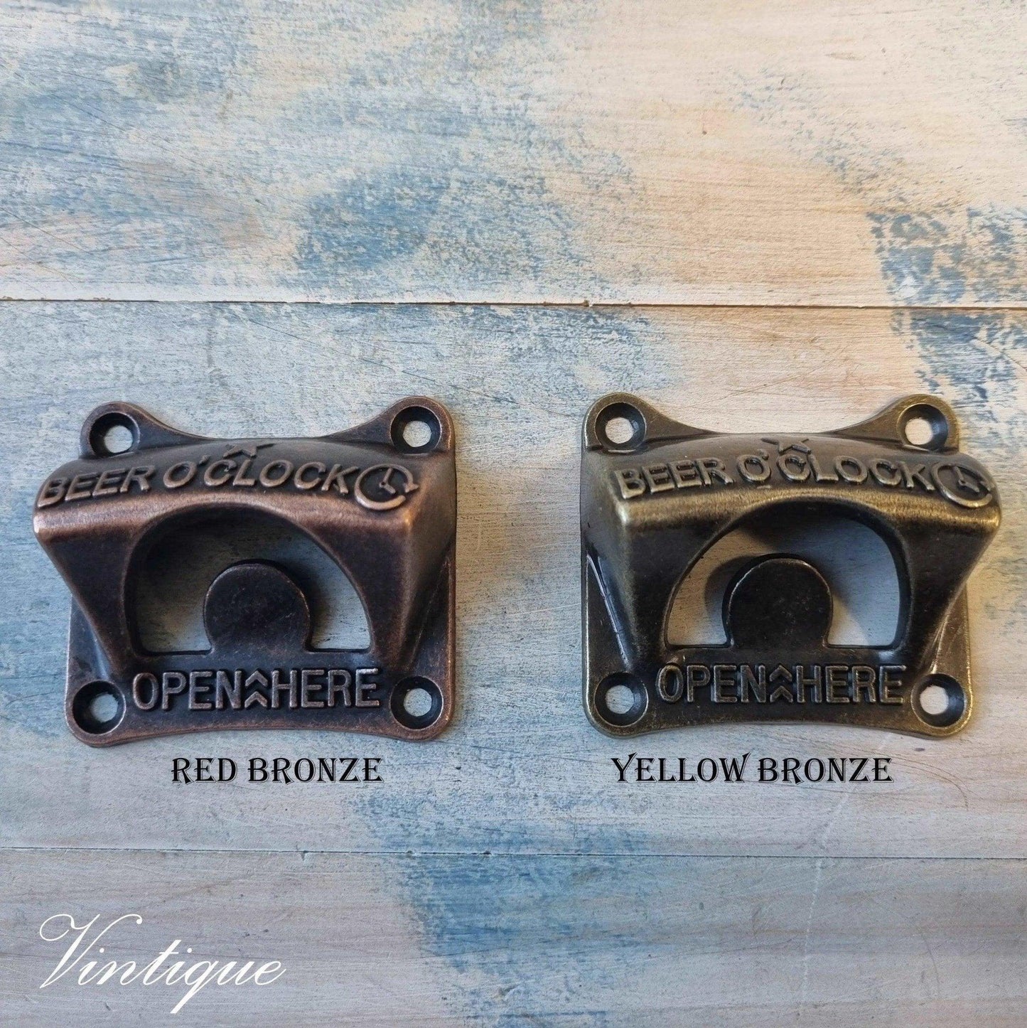Beer o'clock Red Bronze Wall Mounted Bottle opener - Vintique Concepts