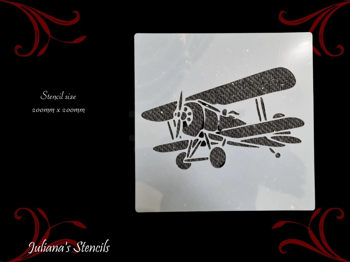 BI-PLANE vintage furniture & Wall  paint stencil 200mm x 200mm-Vintique Concepts
