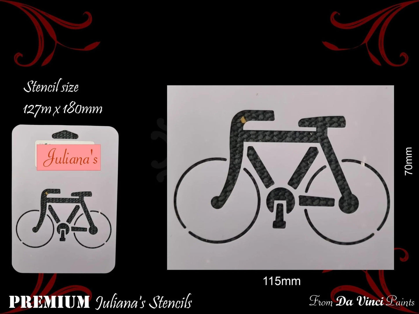 BICYCLE furniture paint stencil 127mm x 180mm-Vintique Concepts