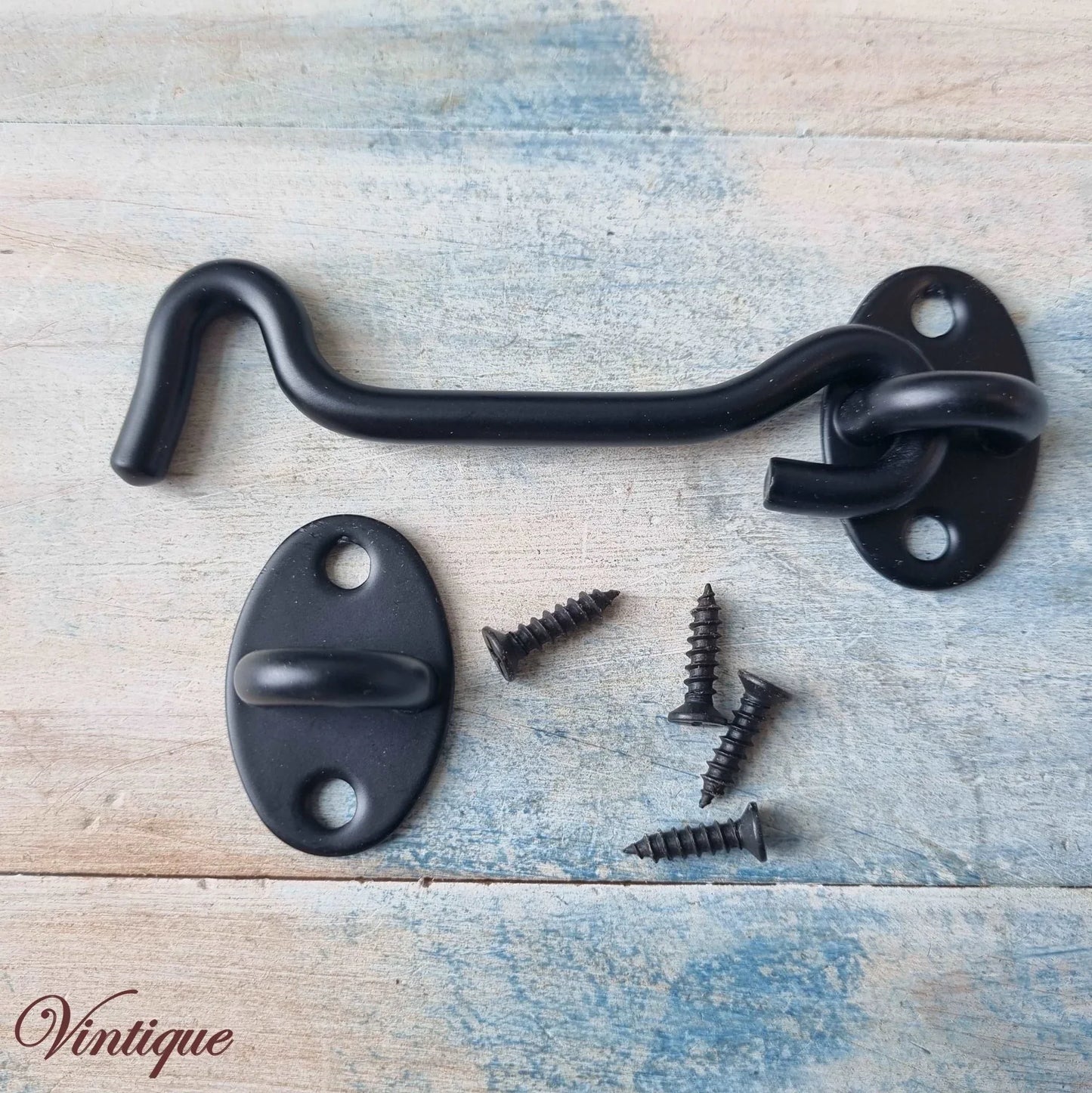 Black Steel Cabin Hook 100mm long - Vintique Concepts