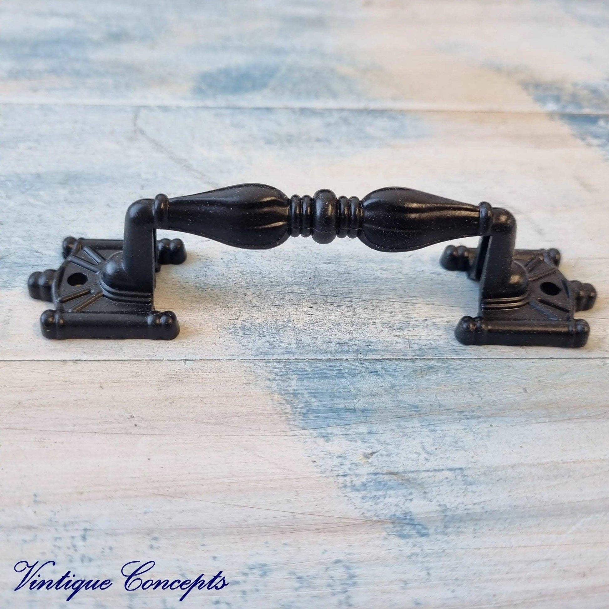 BLACK Edwardian Cabinet or drawer handle 120mm-Vintique Concepts