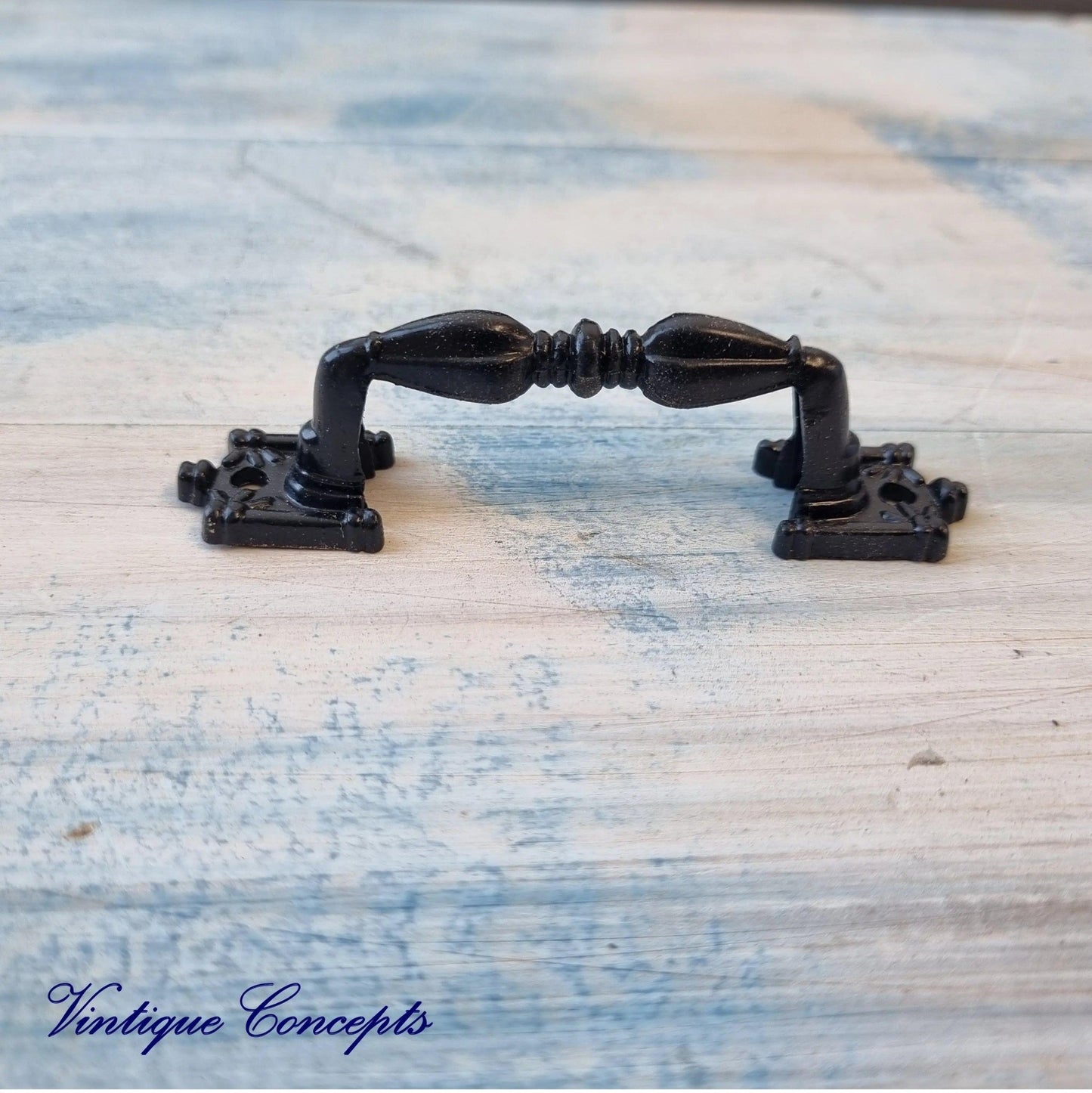 BLACK Edwardian Cabinet or drawer handle 90mm-Vintique Concepts