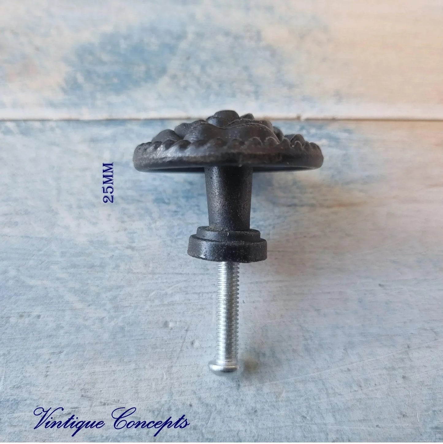 BLACK Furniture Knob Rose 32mm diameter - Vintique Concepts