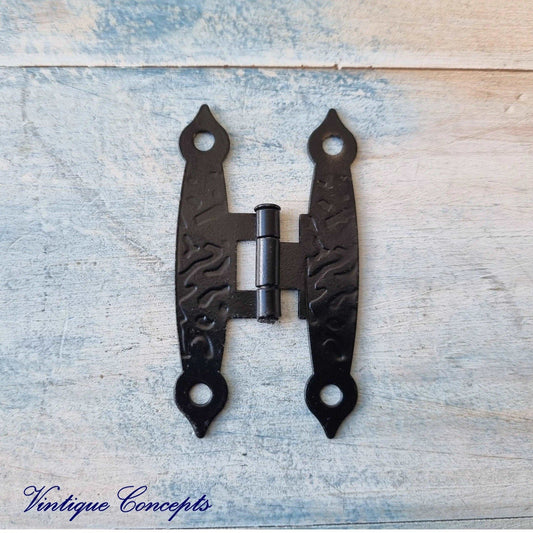 Black H-Type ornimental spearhead Hinge 65mm x 33mm-Vintique Concepts