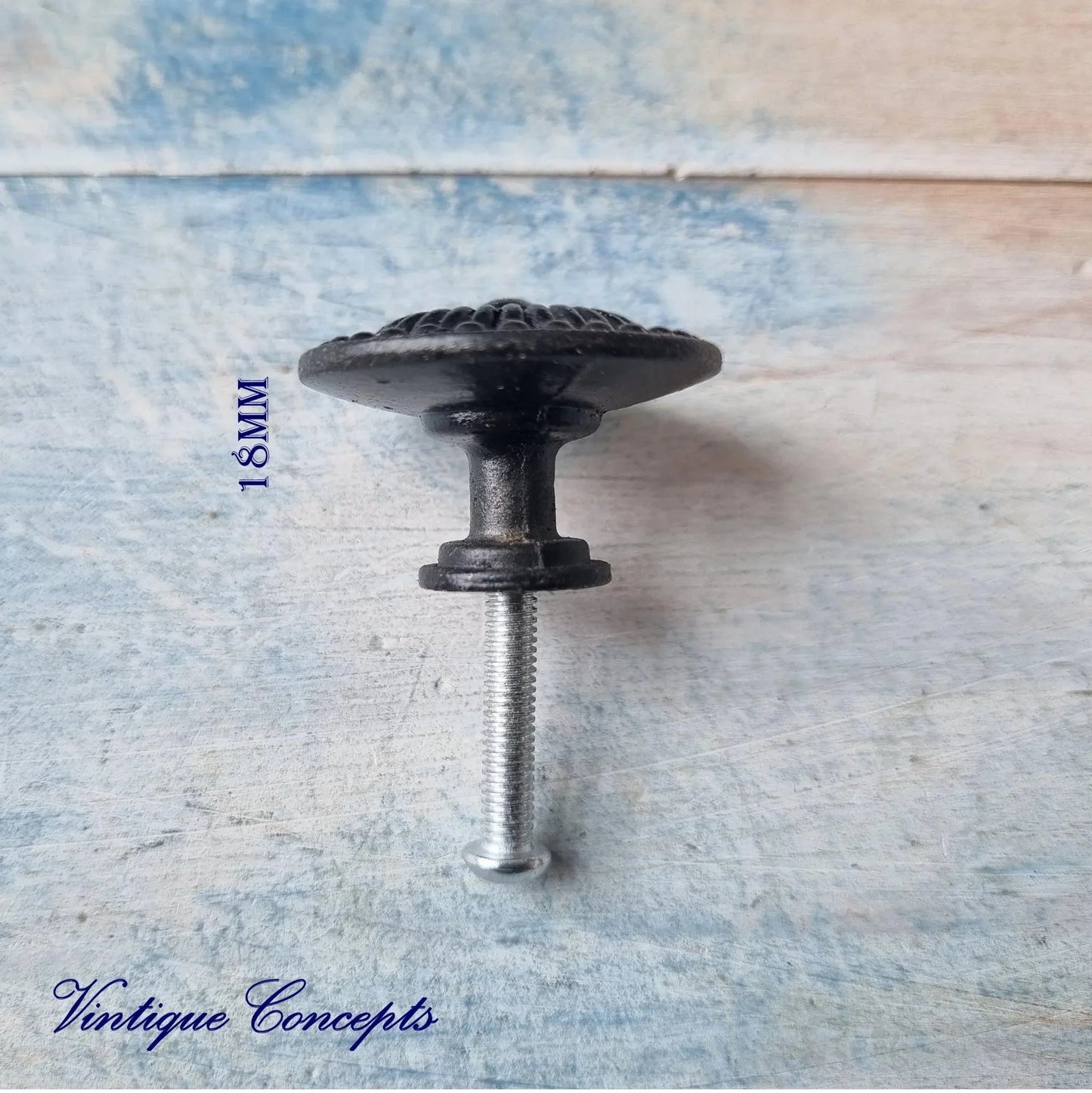 BLACK painted Ribbed Vintage Bronze Furniture Knob 30mm diameter - Vintique Concepts