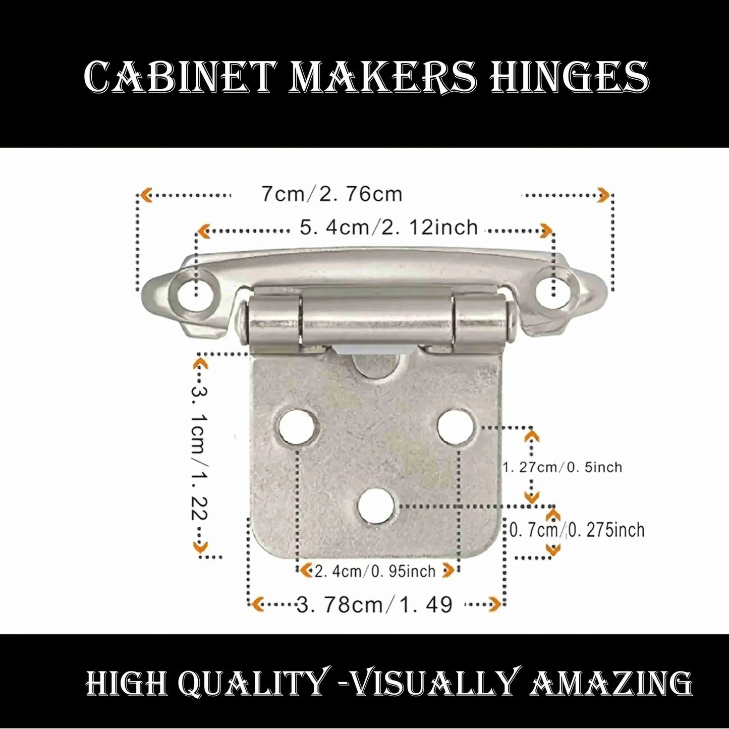Self-Closing Overlay Hinges Black 72mm x 46mm - Durable - Vintique Concepts