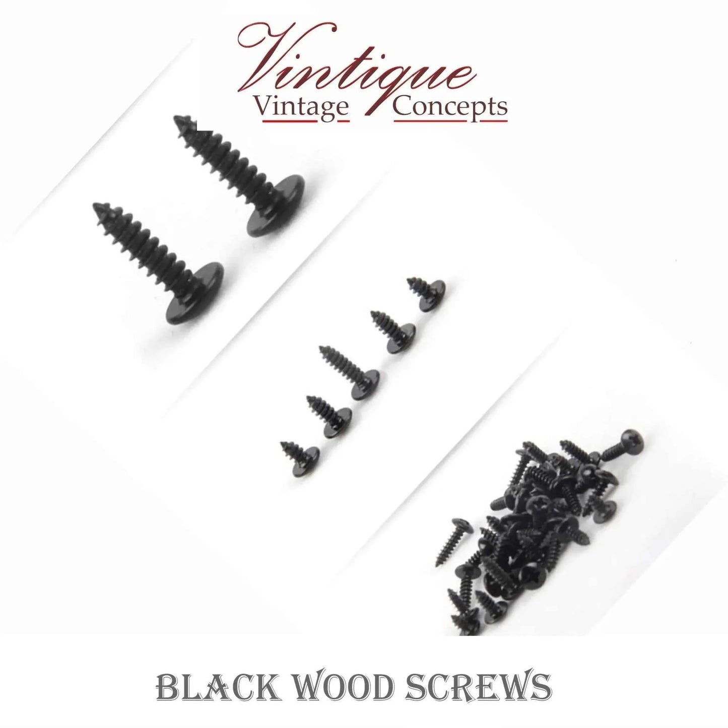 Black M3 Wood Screws 14mm - Pack of 10 - Vintique Concepts