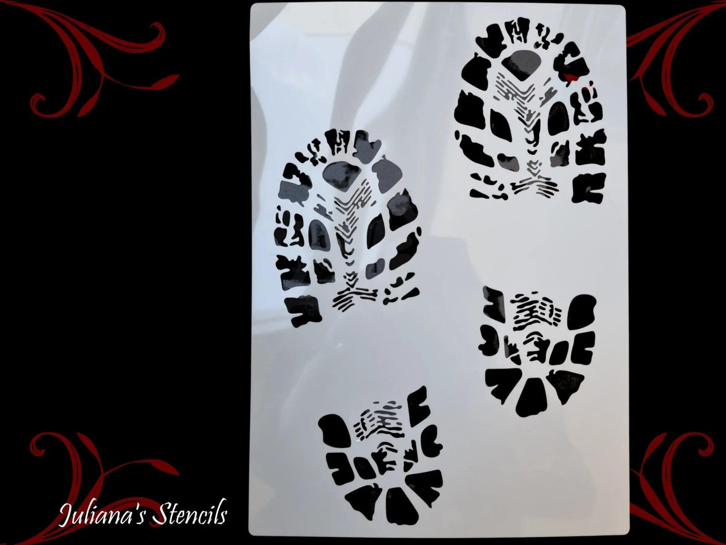 BootPrint wall & Furniture paint stencil A4 size-Vintique Concepts
