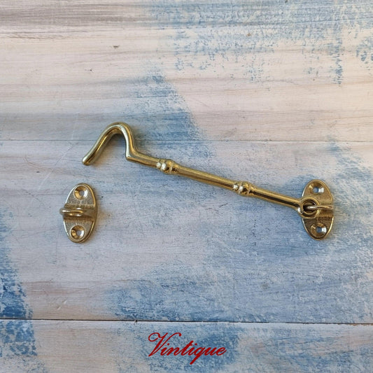 Brass Heavy Duty Cabin Hook 130mm long-Vintique Concepts