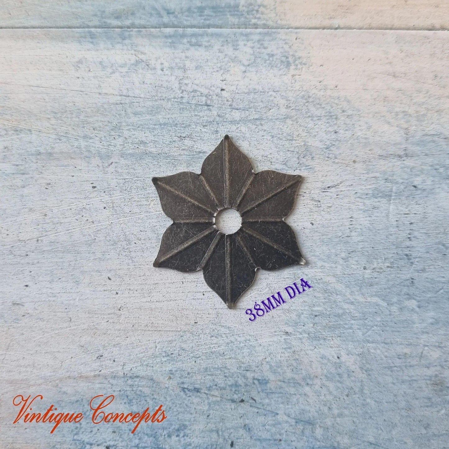 Bronze flower cover plate or washer for drawer knob 35mm dia-Vintique Concepts