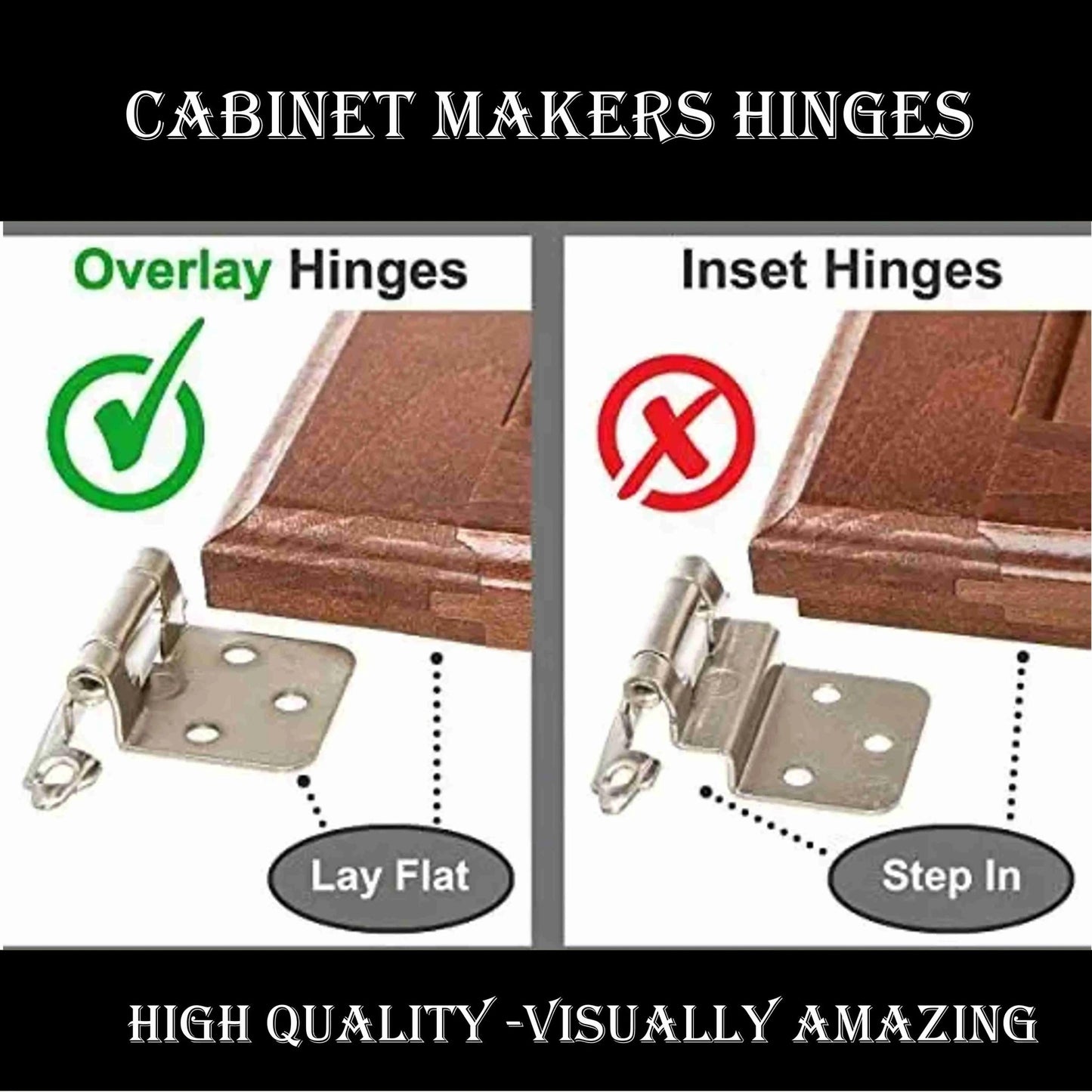 Bronze Self-Closing Overlay Hinges 72mm x 46mm-Vintique Concepts