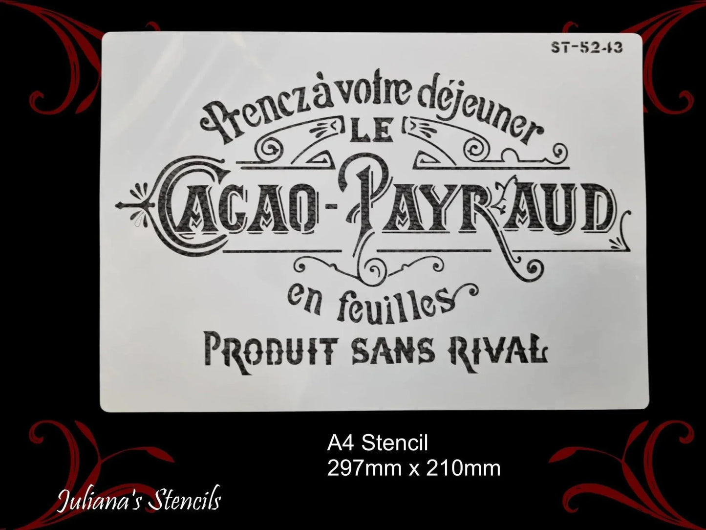 Cacao Payraud furniture French painting stencil (A4 Size) - Vintique Concepts