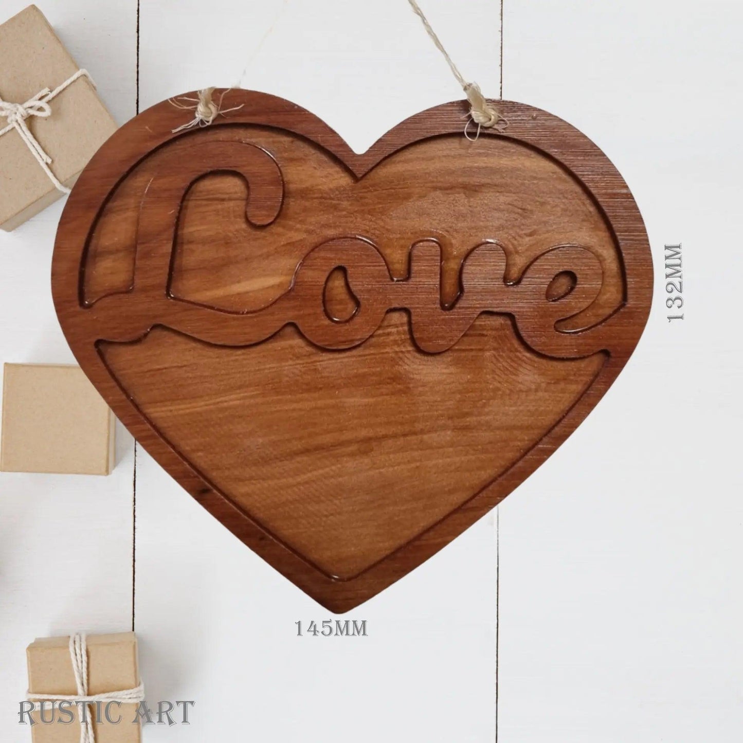 Carved Recycled Rimu "LOVE" Heart 127mm x 145mm-Vintique Concepts