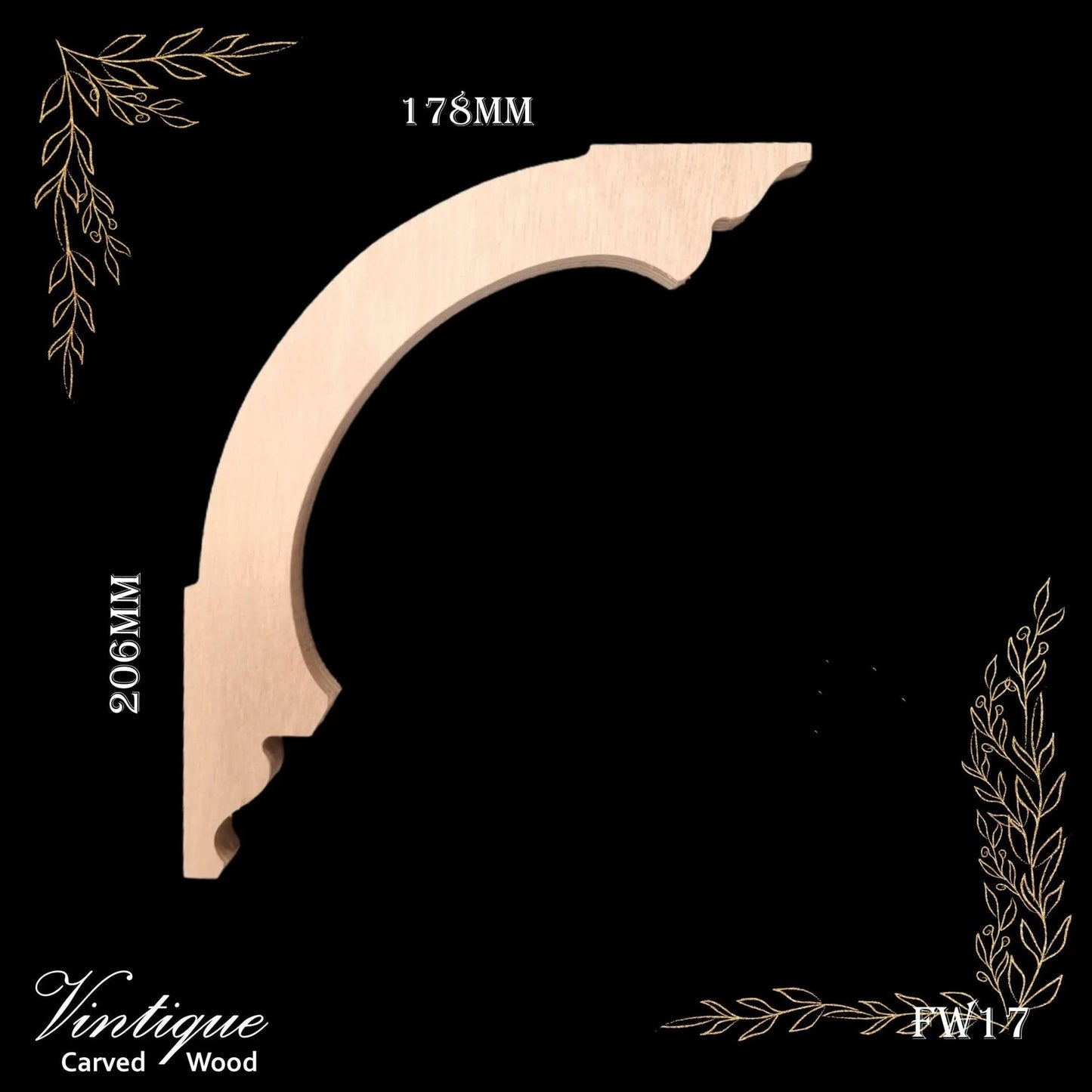 Carved wooden Lace Fretwork Corner -Avonside (FW17) 178mm x 206mm-Vintique Concepts