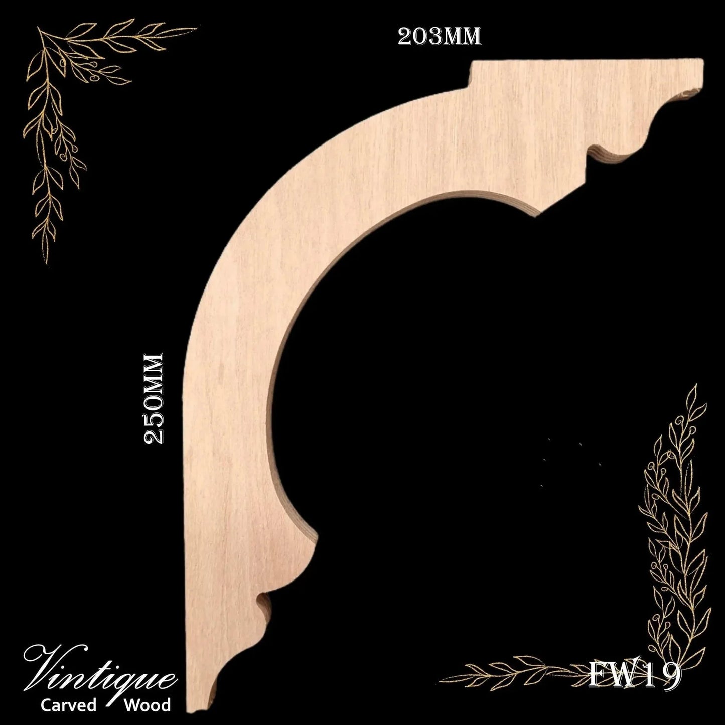 Carved Wooden Lace Fretwork Corner - Parliament FW19, 250mm x 203mm - Vintique Concepts