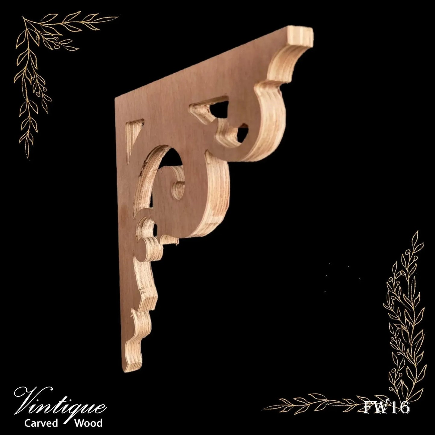 Carved Wooden Lace Fretwork Corner - Russell (FW16) 2 Sizes - Vintique Concepts