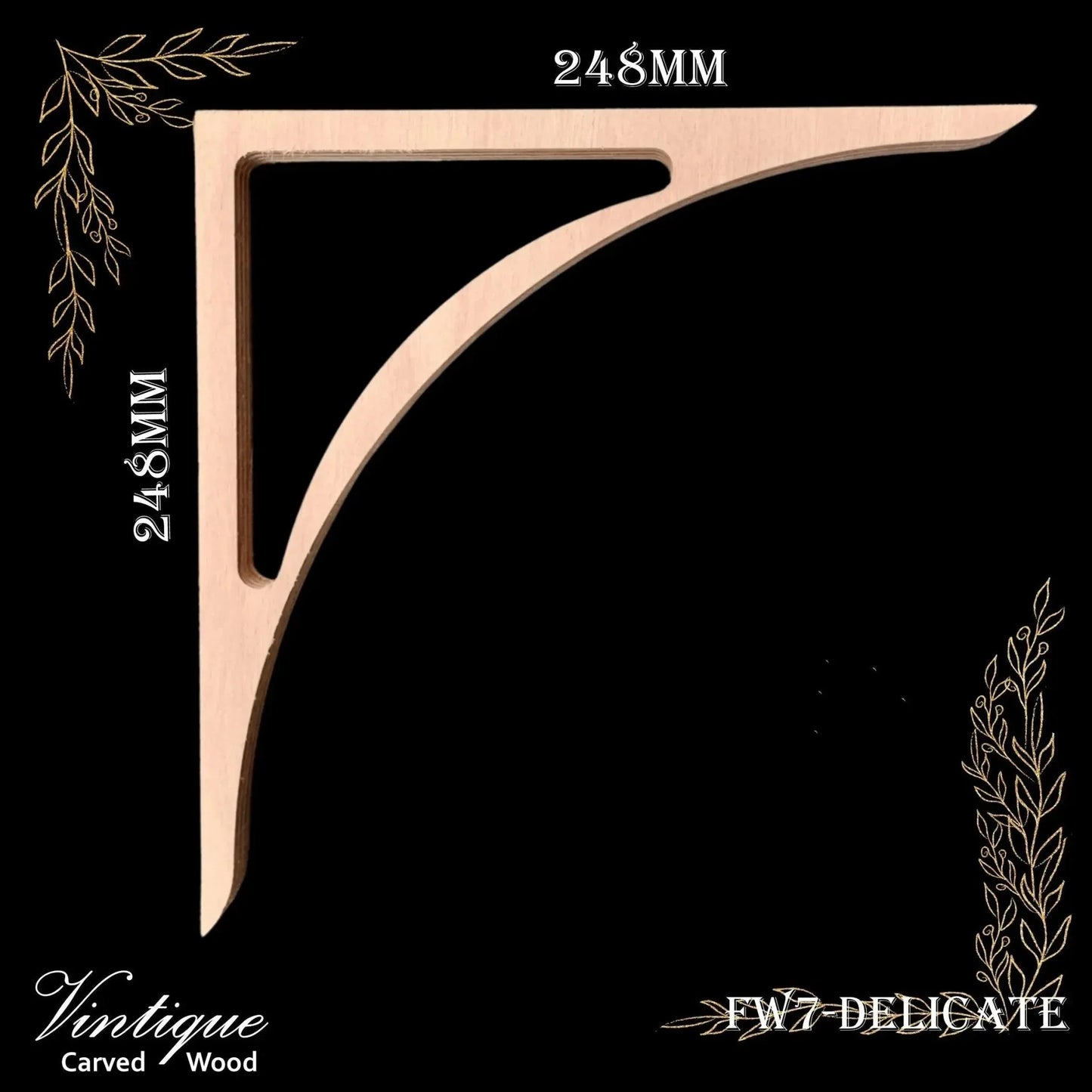 Carved Wooden Lace Fretwork - Cottage Delicate (FW7-DEL) 248mm x 248mm - Vintique Concepts
