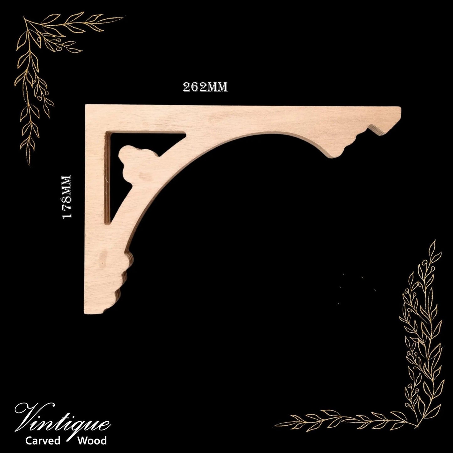 Carved wooden Lace Fretwork-Dunedin (FW3) 262mm x 178mm-Vintique Concepts