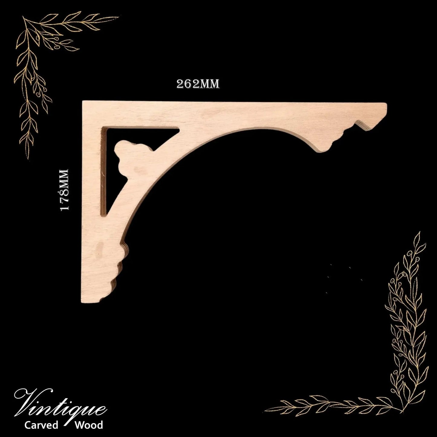 Carved Wooden Lace Fretwork - Dunedin (FW3) 262mm x 178mm - Vintique Concepts