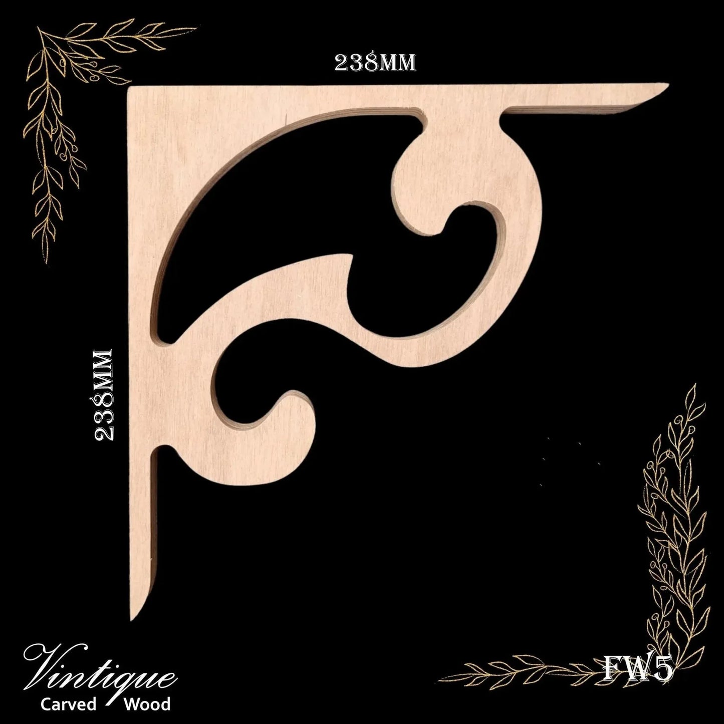 Carved Wooden Fretwork - KIA ORA (FW5) 238mm x 238mm - Vintique Concepts