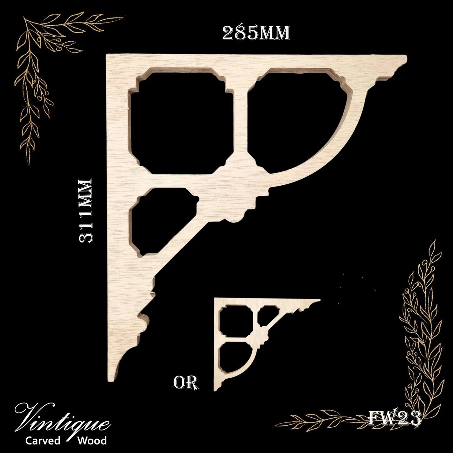 Carved wooden Lace Fretwork-Logan Park (FW23) 285mm x 311mm-Vintique Concepts