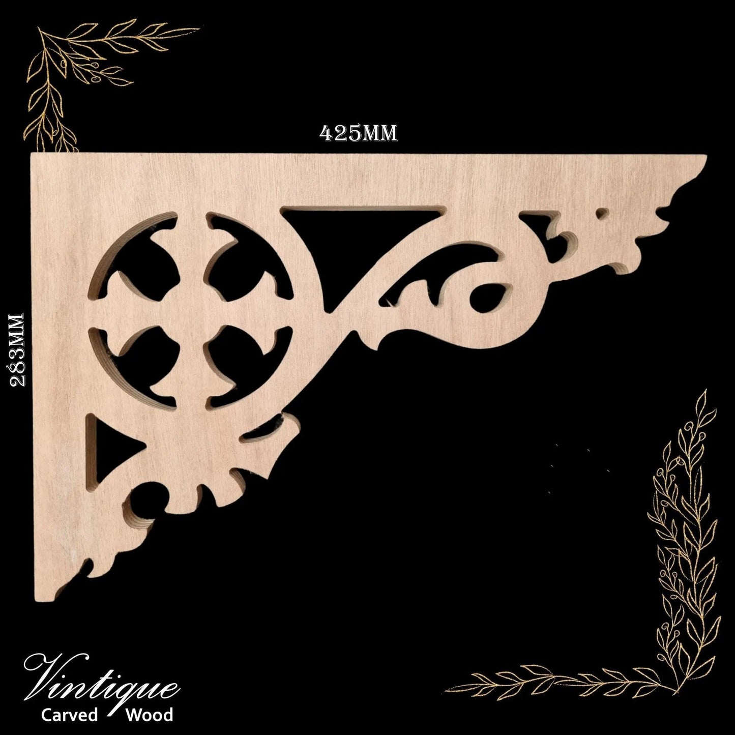 Carved wooden Lace Fretwork-Medieval Cross (FW1) 425mm x 283mm-Vintique Concepts