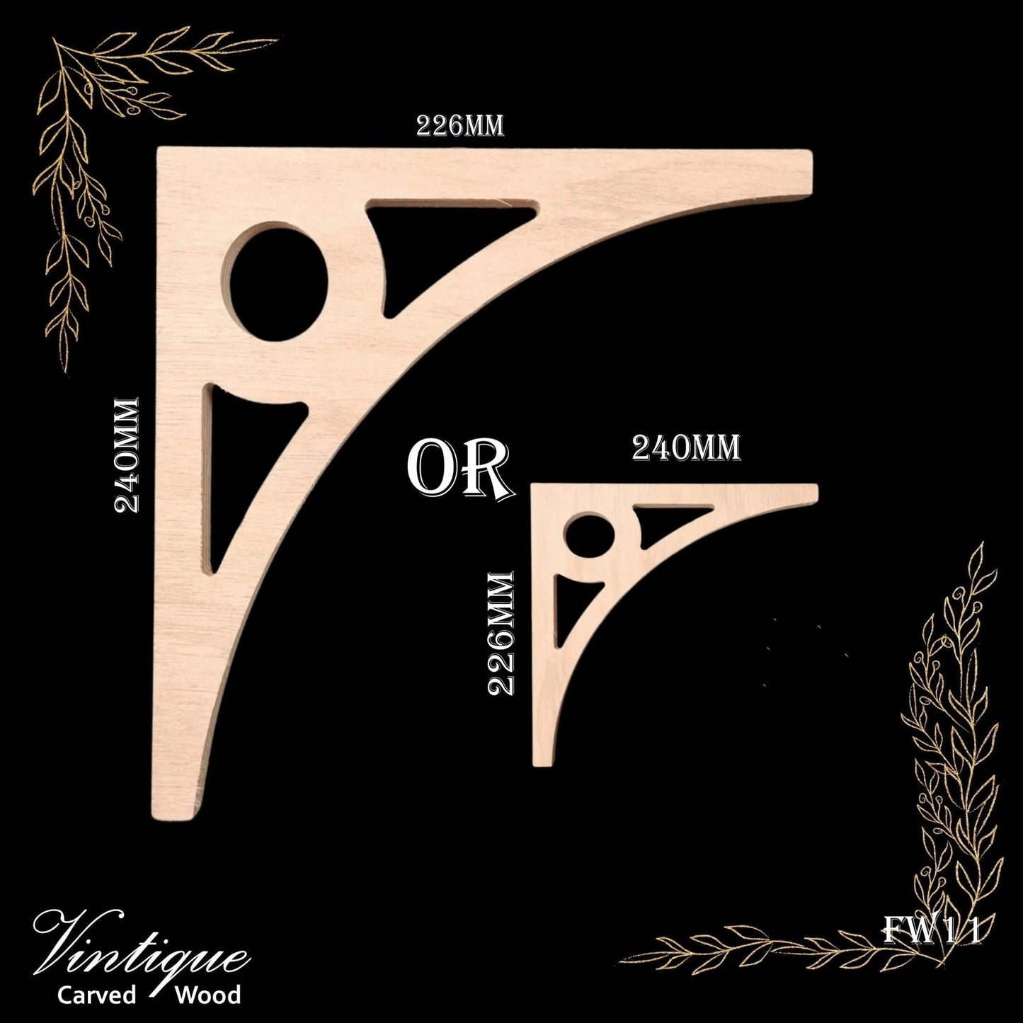 Carved wooden Lace Fretwork-Patio (FW11) 226mm x 240mm-Vintique Concepts