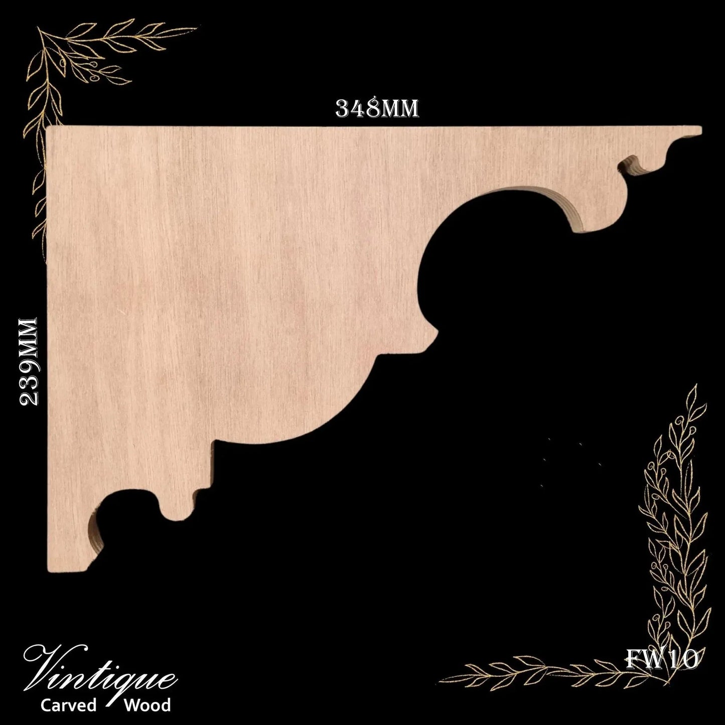 Carved Wooden Lace Fretwork Veranda FW10 348mm x 239mm - Vintique Concepts