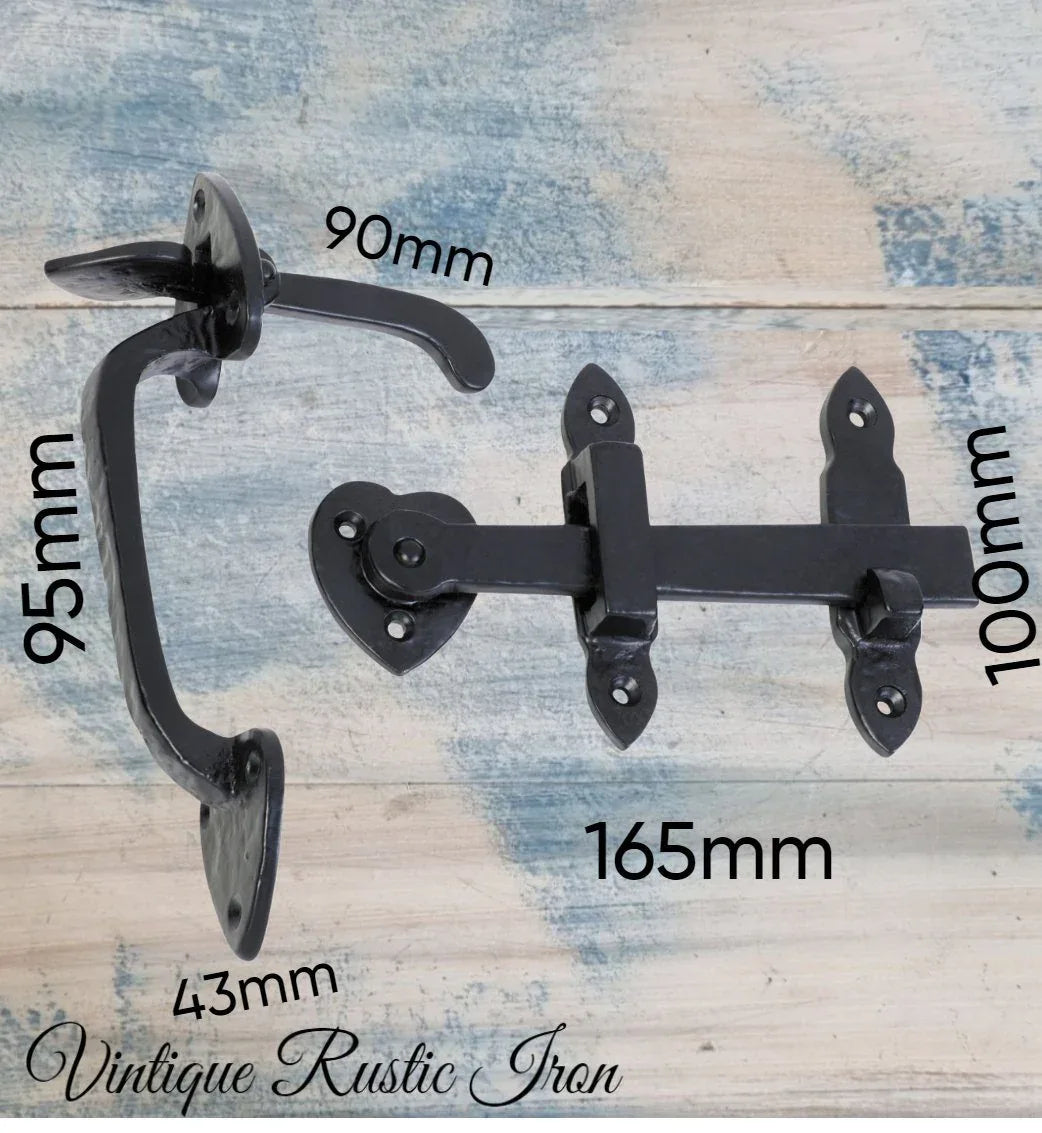 Cast Iron English Heart Latch 195 x 165 x 43mm - Vintique Concepts