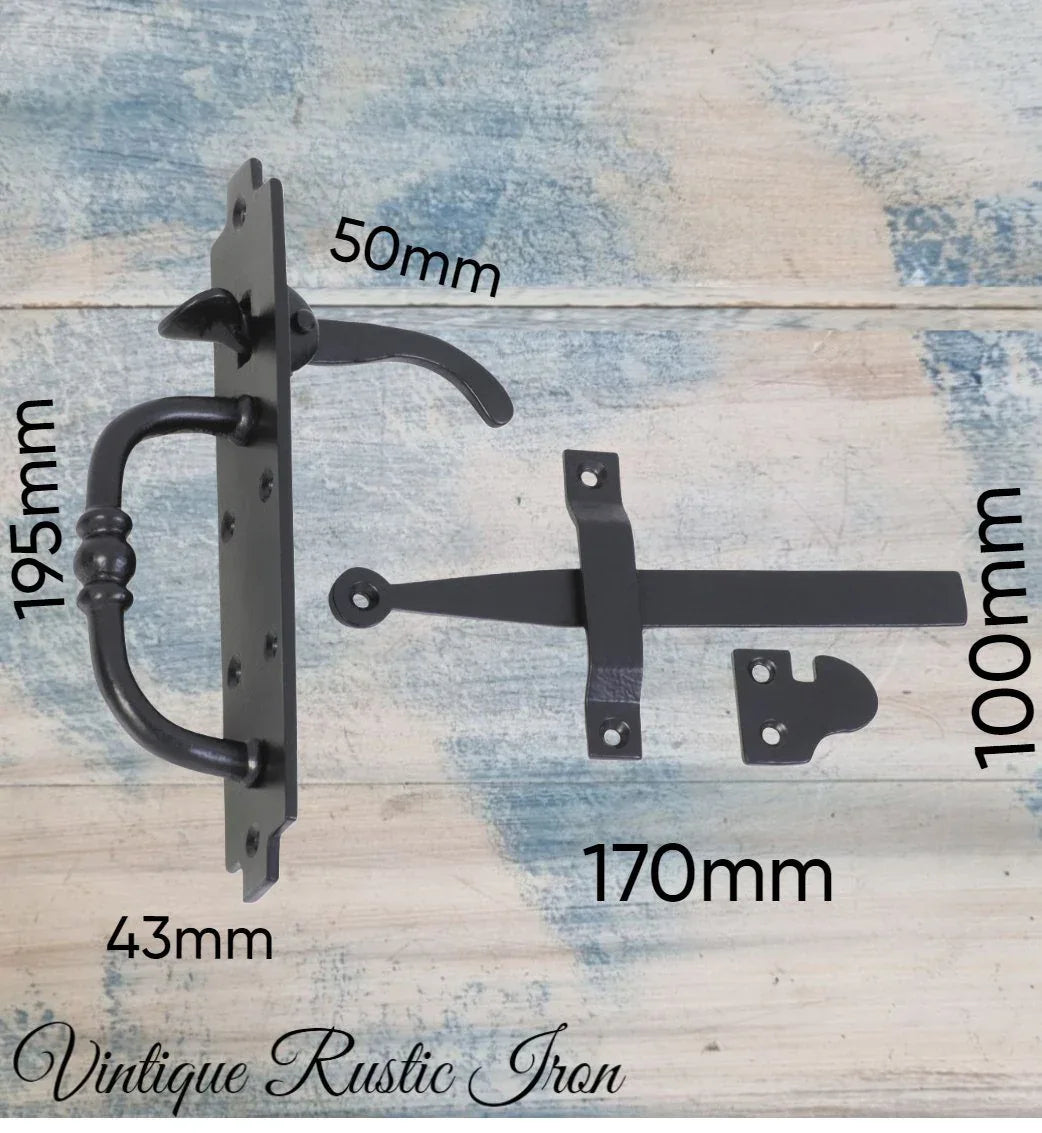 Cast Iron English Tudor Latch 195 x 170 x 43mm - Vintique Concepts