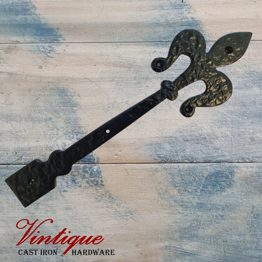 Cast Iron Faux Hinge Fleur De lis 305mm long x 90mm wide-Vintique Concepts
